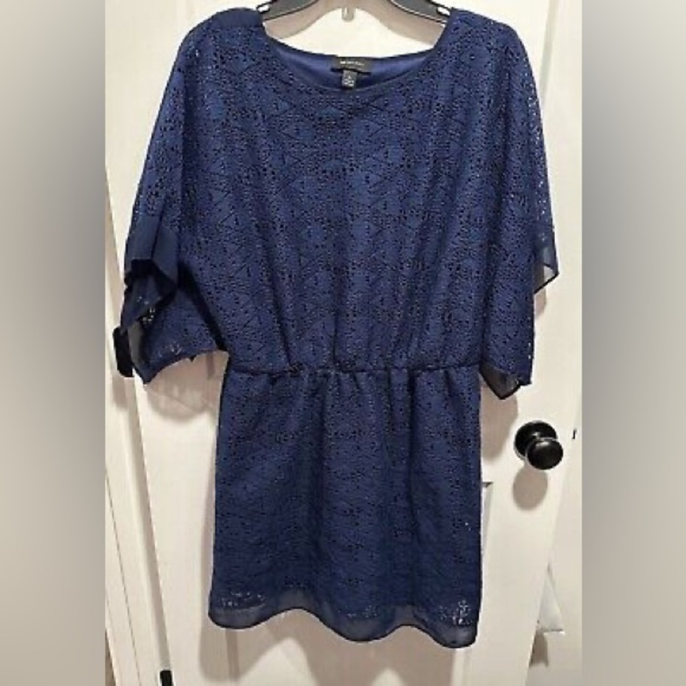AB Studio Navy Blue Crochet Dress Size Large